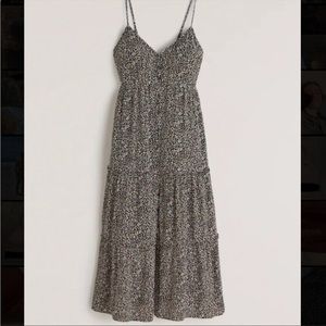 A&F Button-Through Tiered Midaxi Dress